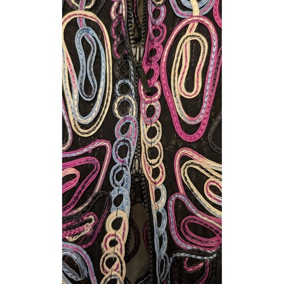 Embroidered Sheer Jacket Womens Size Small Mesh Colorful Artsy Casual Studio - Picture 7 of 10
